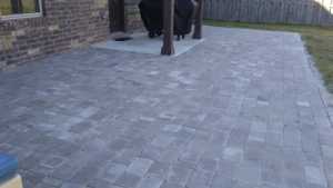 Grey paver patio