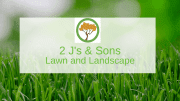 2 J's & Sons Lawn and Landscape Logo on grass