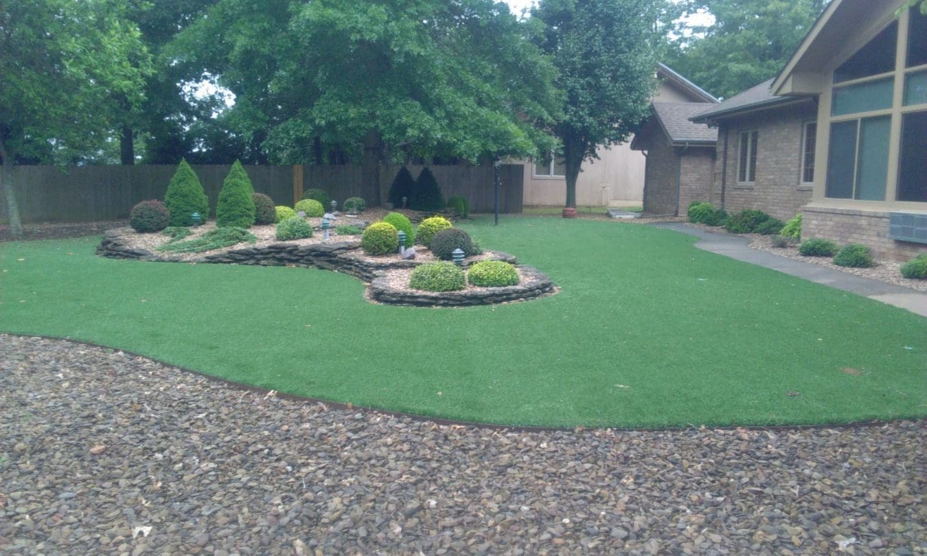 artificial turf in gravel lawn, landscaping services